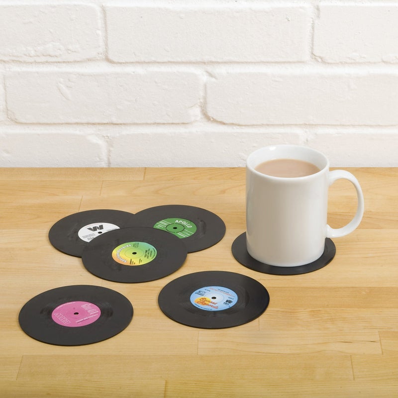 Gift Republic Retro Vinyl Coasters, Cool Drinks Coasters, Great Housewarming Gift, Music Lovers Gift idea - Image 2